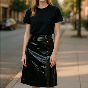 Gucci Black Patent Pencil Skirt
